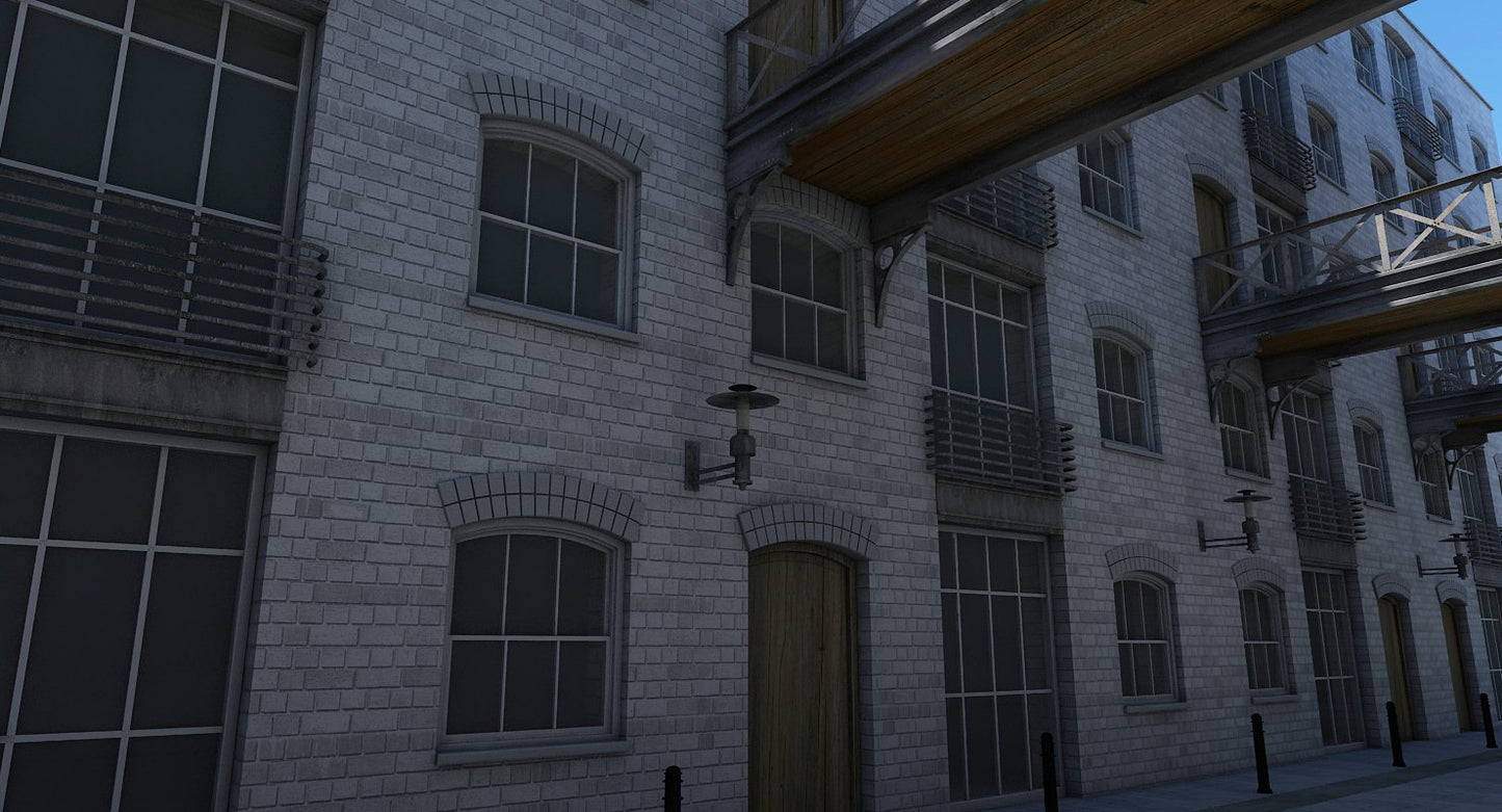 3D Building Alleyway Textured