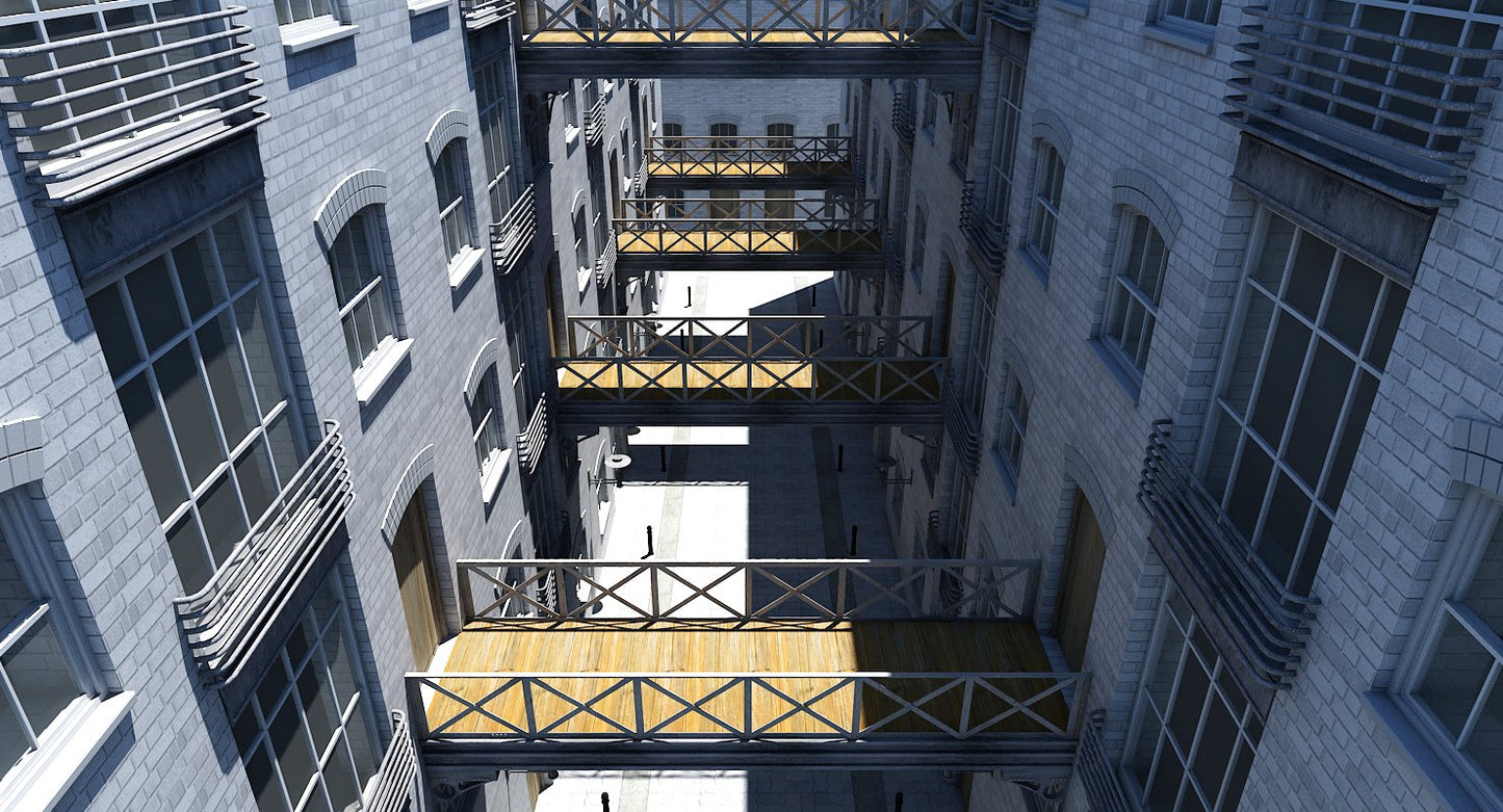 3D Building Alleyway Textured