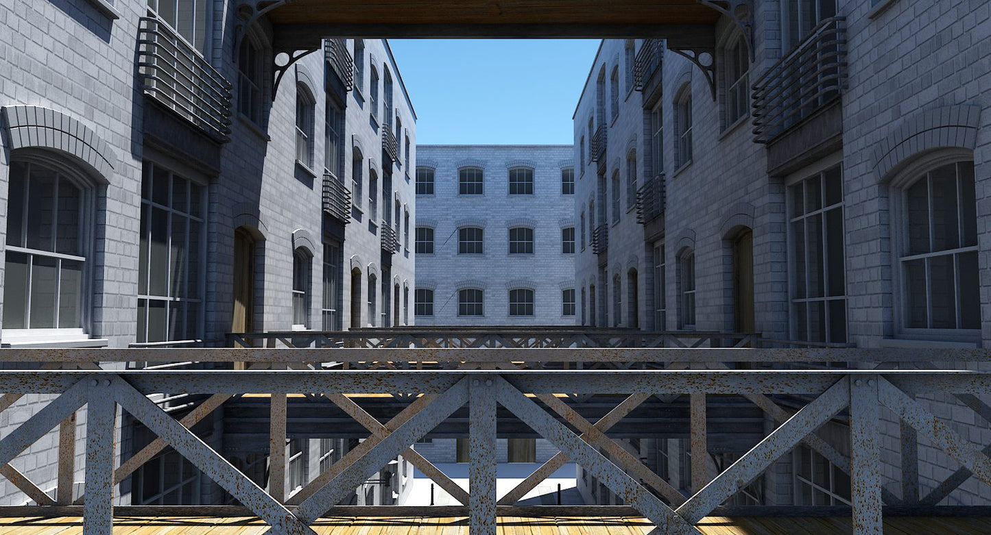 3D Building Alleyway Textured
