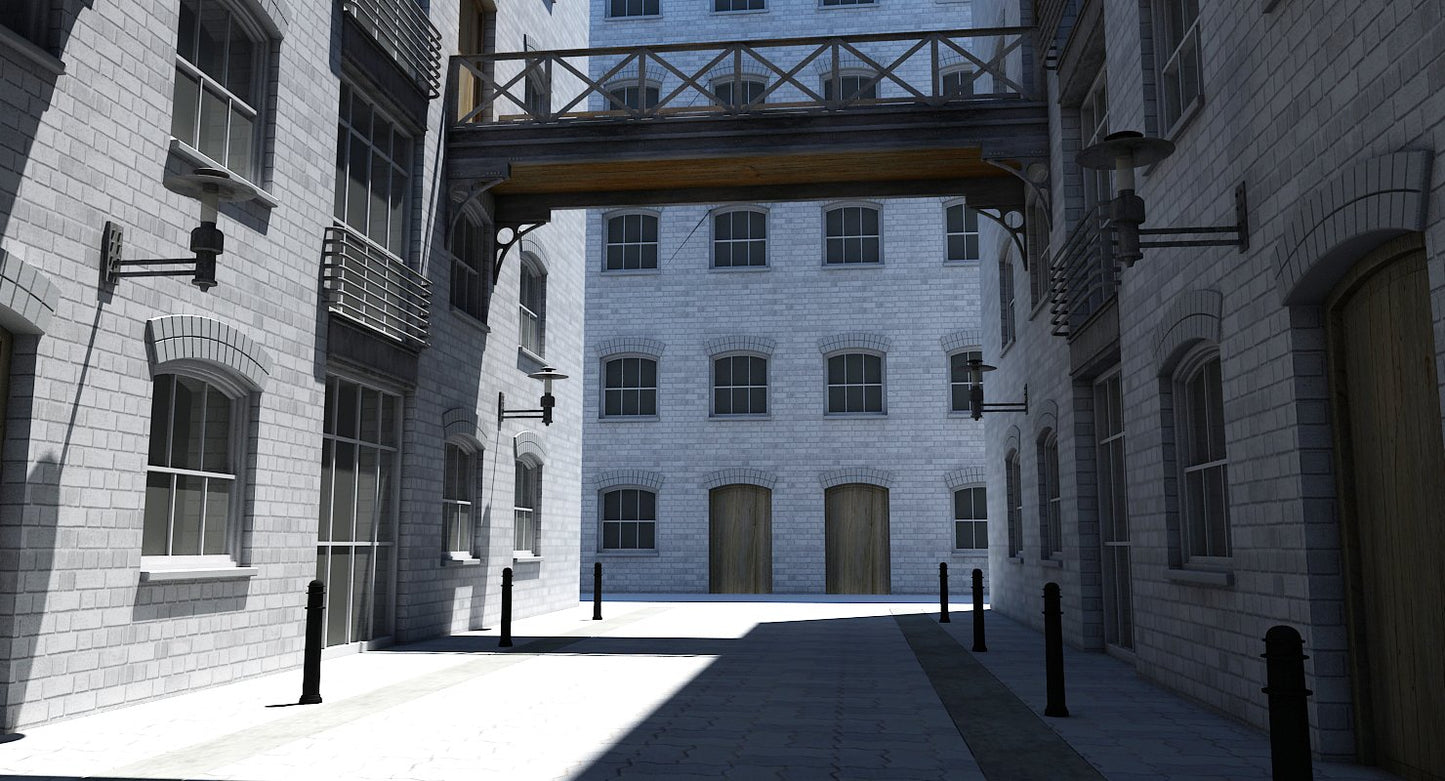 3D Building Alleyway Textured