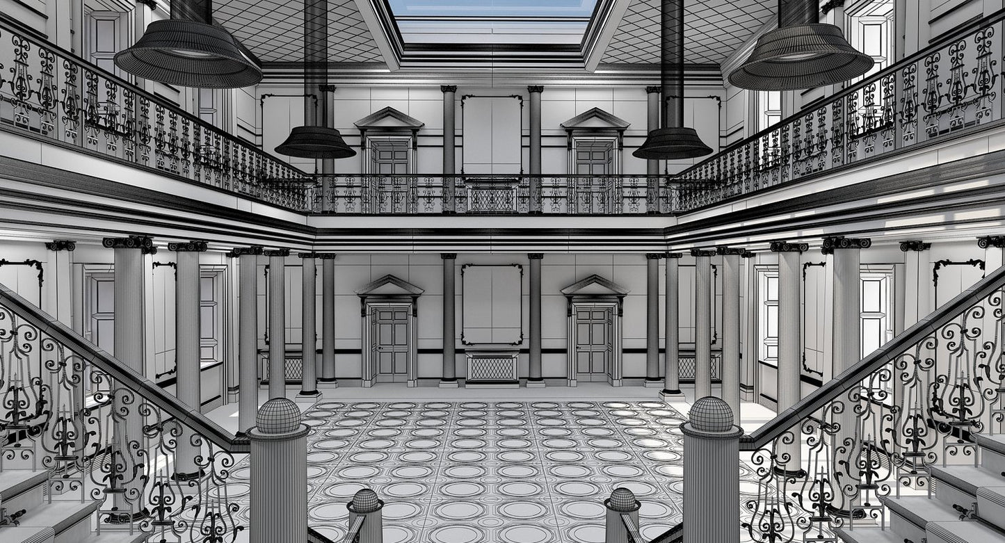3D model Grand Hall Lobby Staircase 2