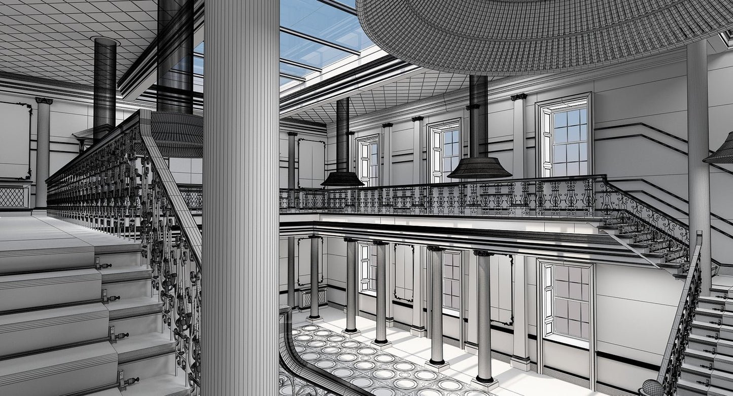 3D model Grand Hall Lobby Staircase 2