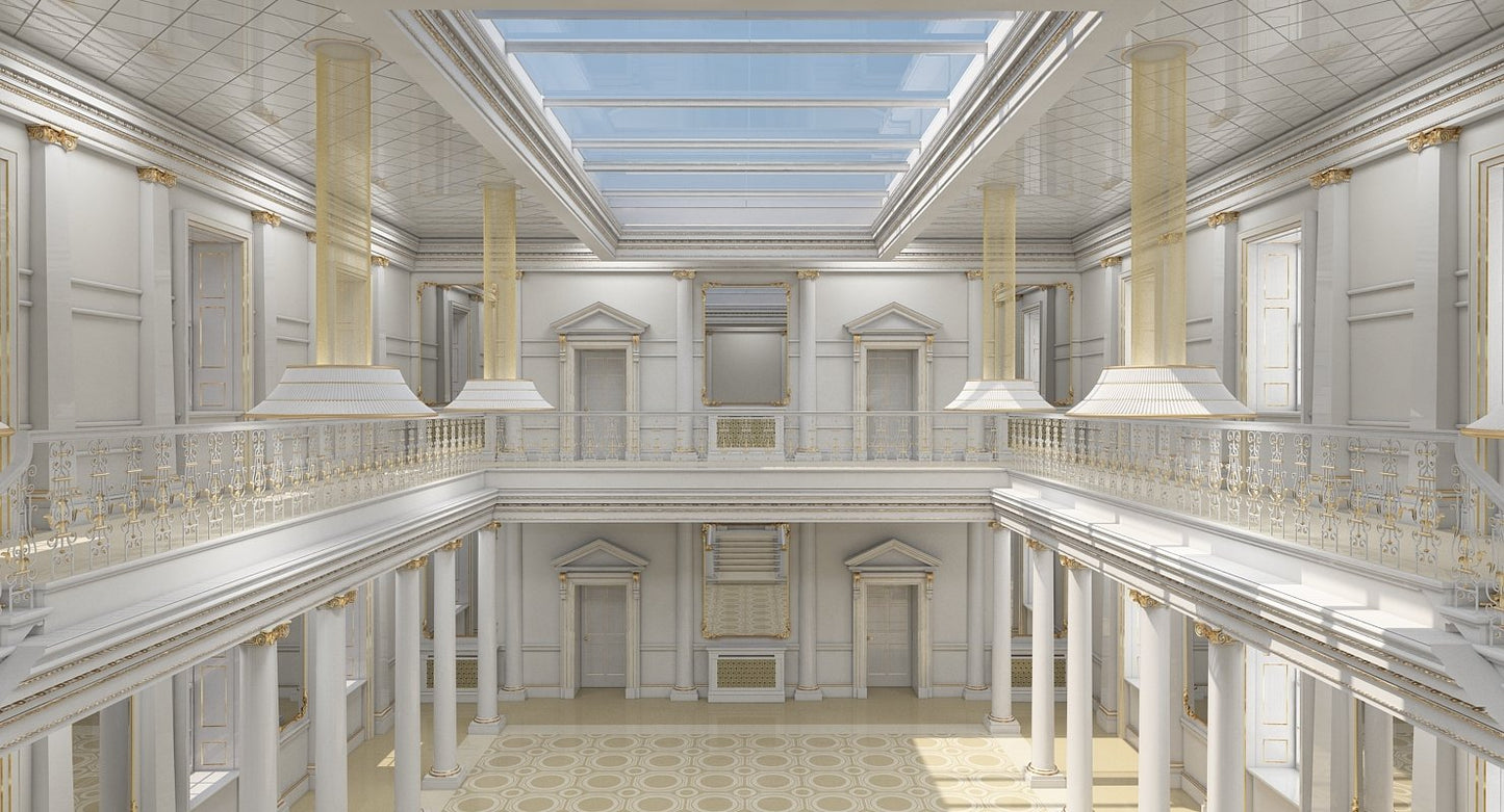 3D model Grand Hall Lobby Staircase 2