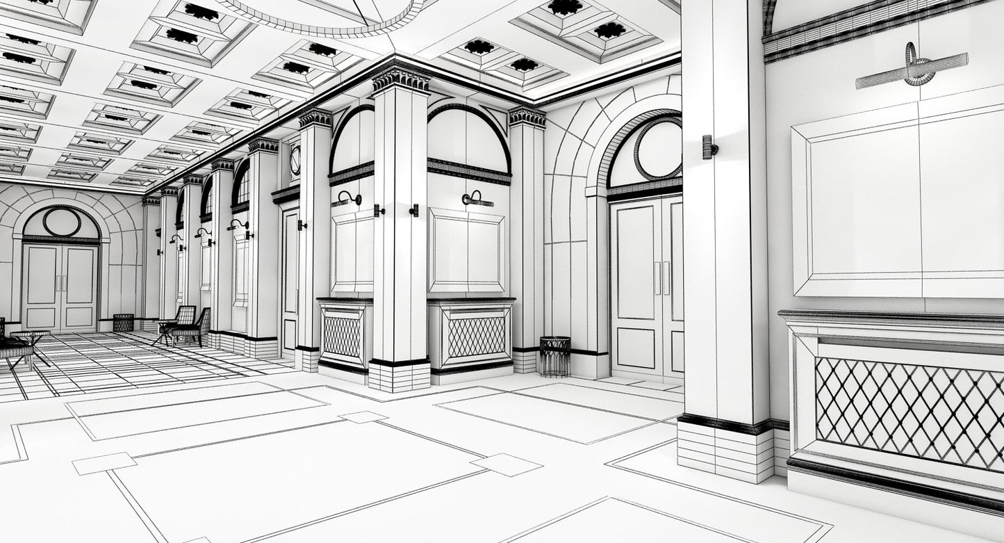 Classic Interior Hallway 3D Model
