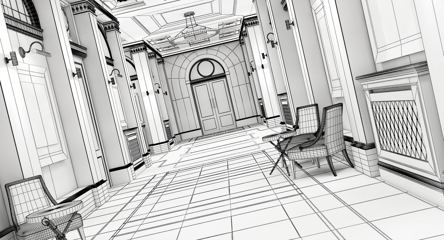 Classic Interior Hallway 3D Model
