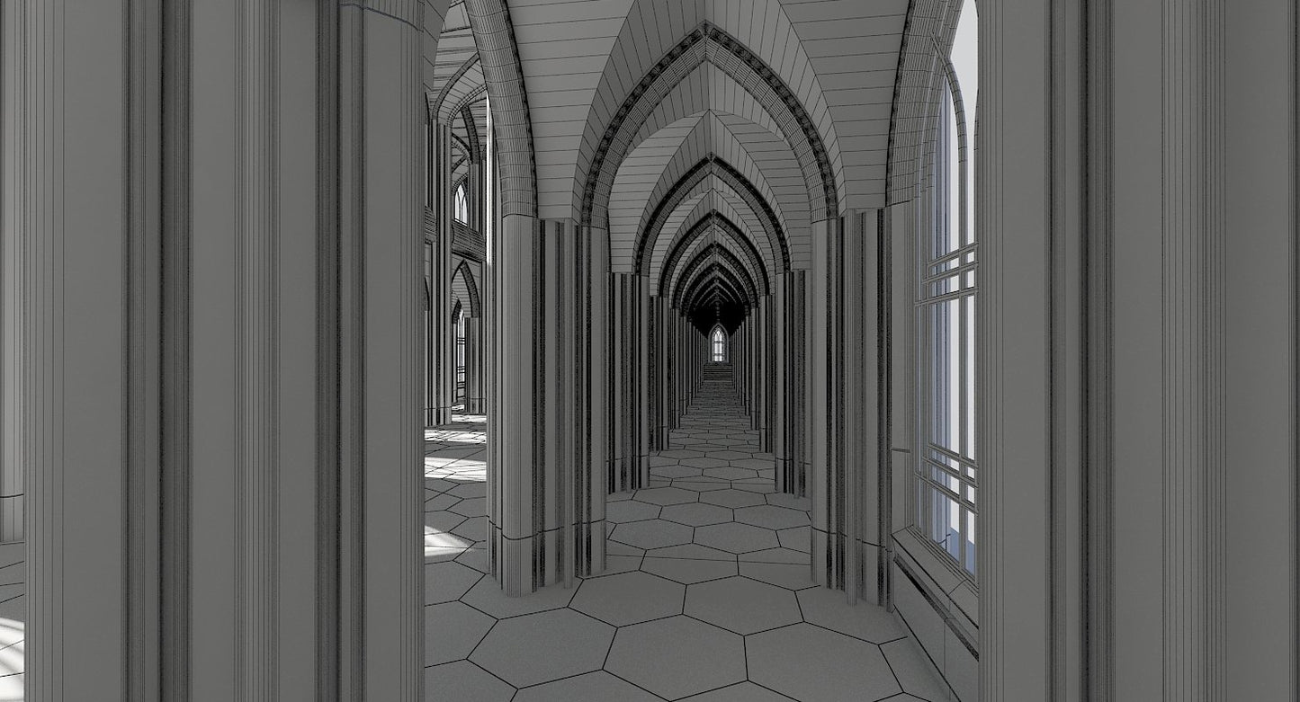 3D Cathedral Interior Futuristic