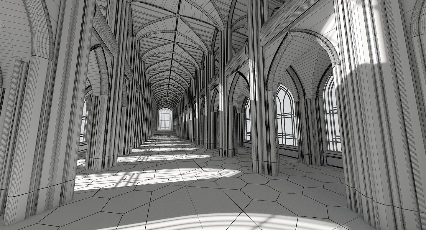 3D Cathedral Interior Futuristic