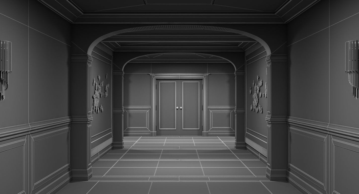 3D Grand Corridor Tileable Kit 3 model