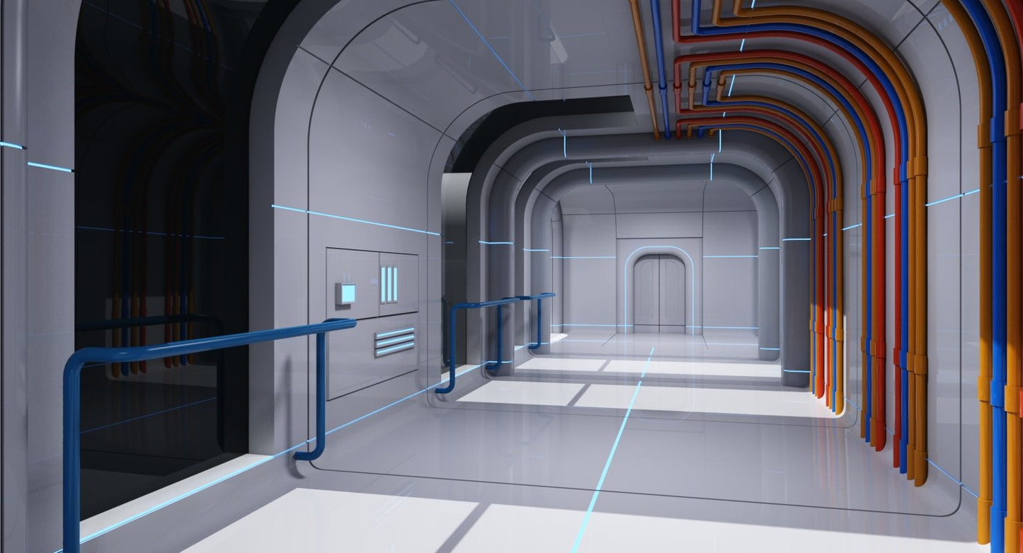 Futuristic Space Ship Interior Corridor 3D Model