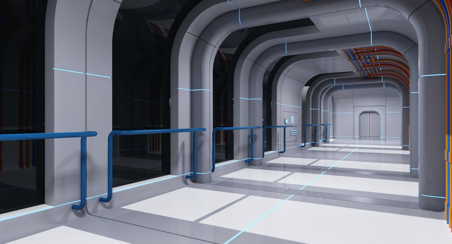 Futuristic Space Ship Interior Corridor 3D Model