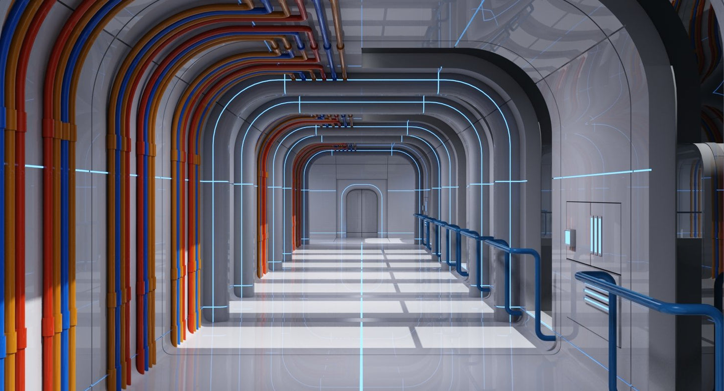 Futuristic Space Ship Interior Corridor 3D Model