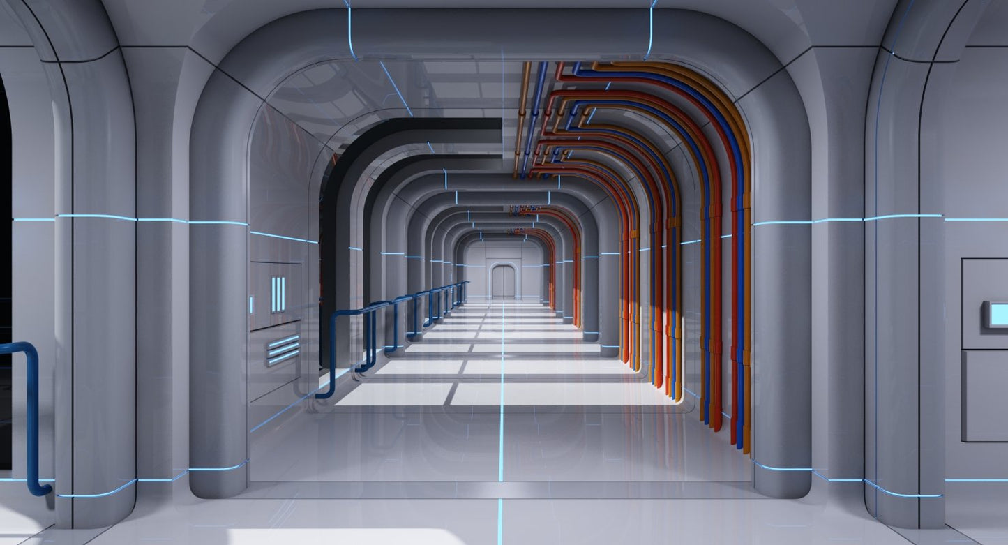 Futuristic Space Ship Interior Corridor 3D Model