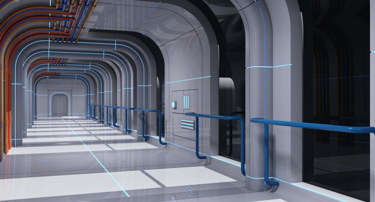 Futuristic Space Ship Interior Corridor 3D Model