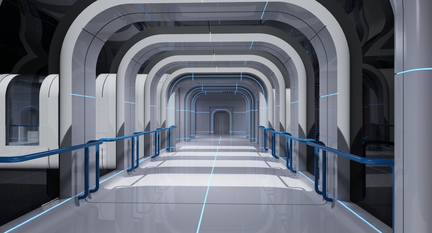 Futuristic Space Ship Interior Corridor 3D Model