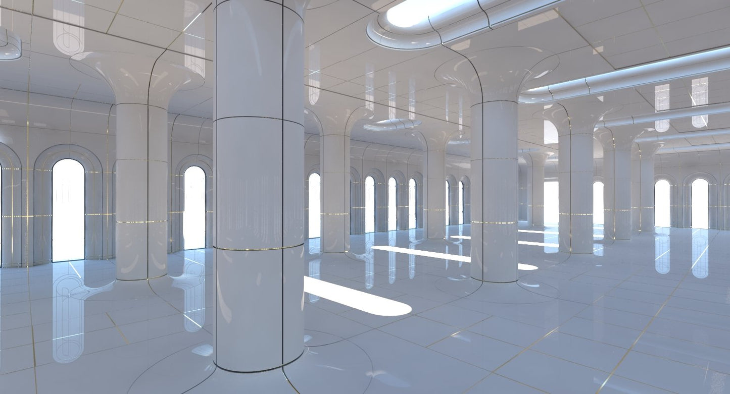 Classic Futuristic Interior Scene 2 3D Model