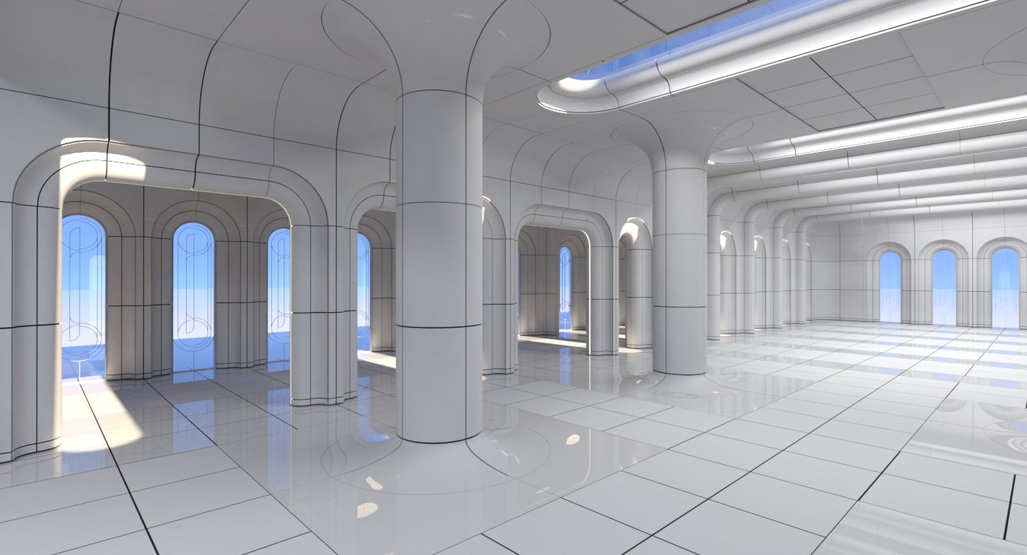 Classic Futuristic Interior Scene 3D model