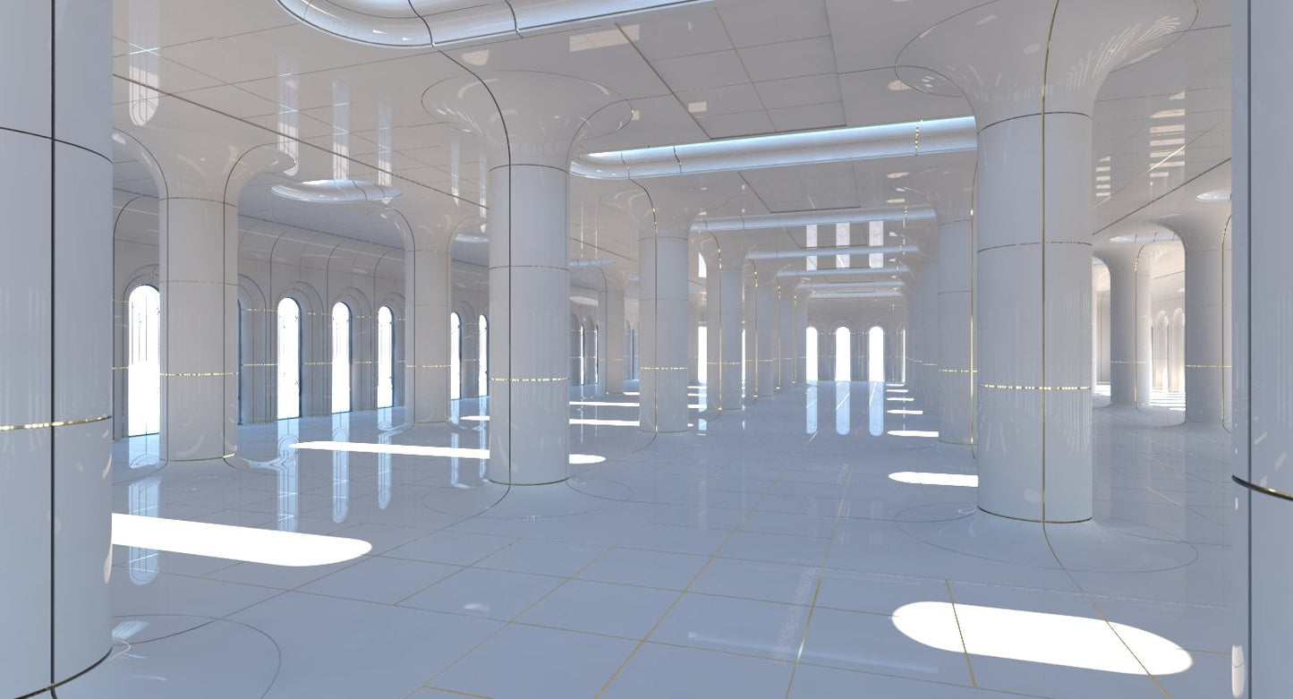 Classic Futuristic Interior Scene 2 3D Model