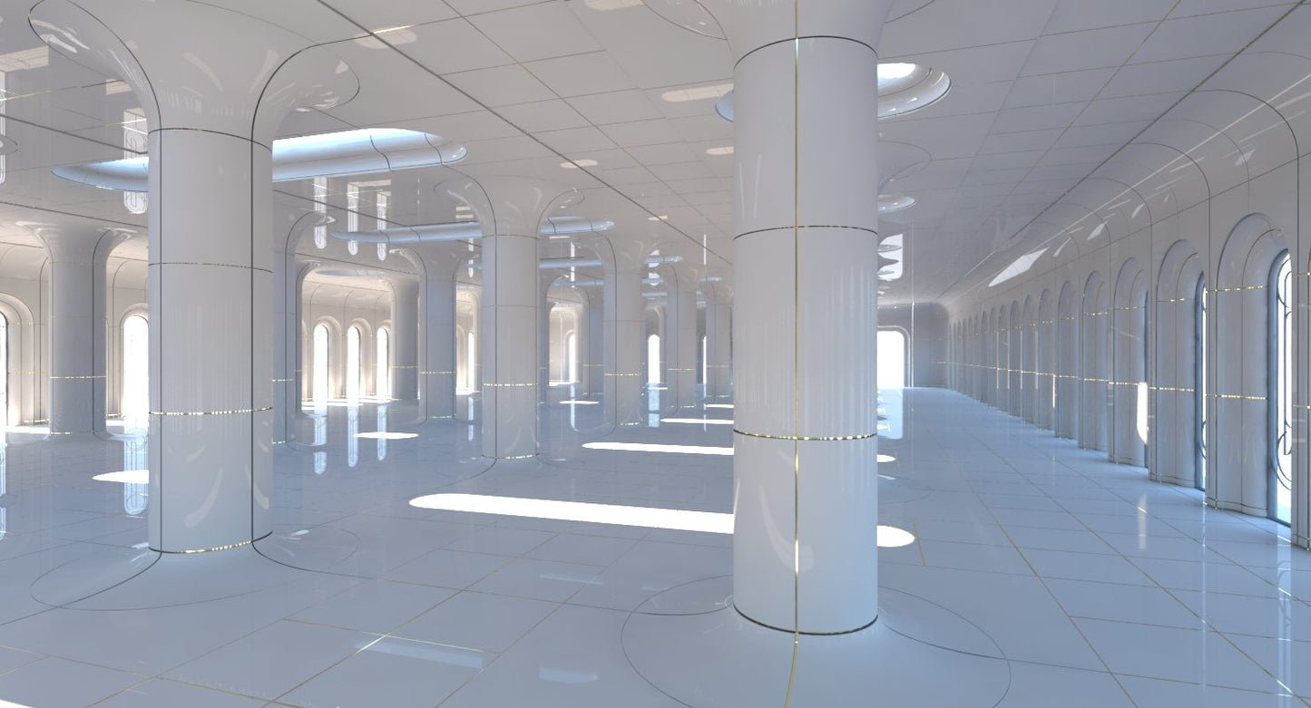 Classic Futuristic Interior Scene 2 3D Model