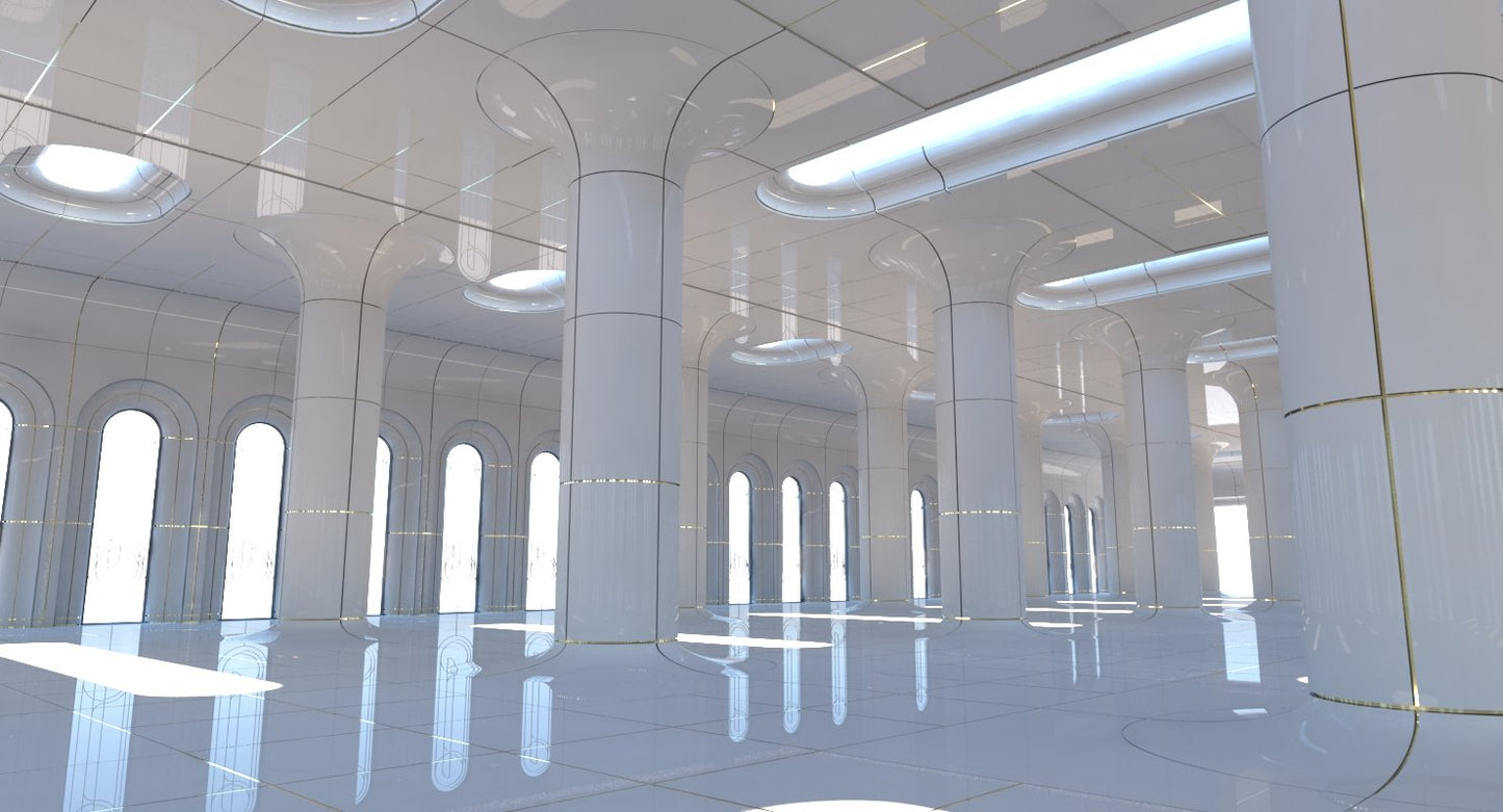 Classic Futuristic Interior Scene 2 3D Model