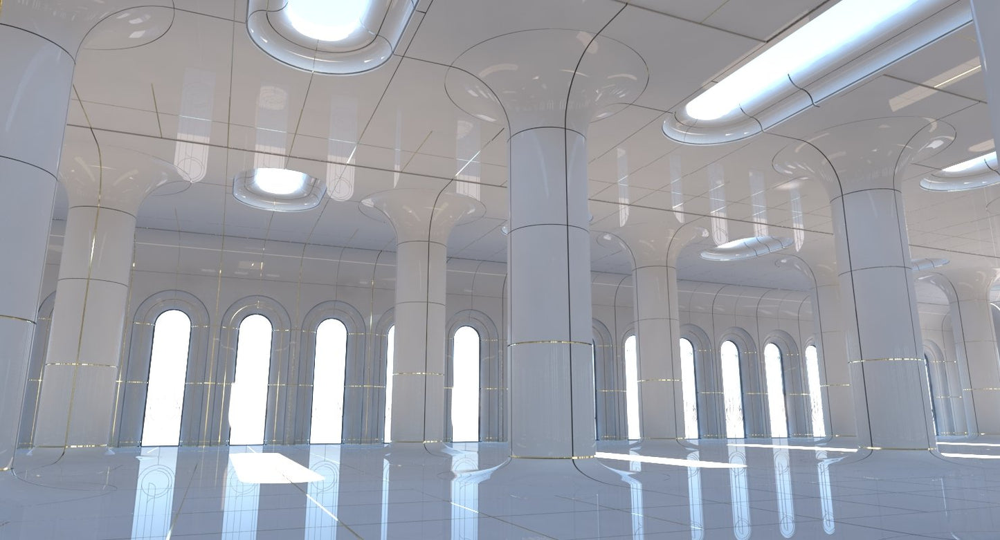 Classic Futuristic Interior Scene 2 3D Model