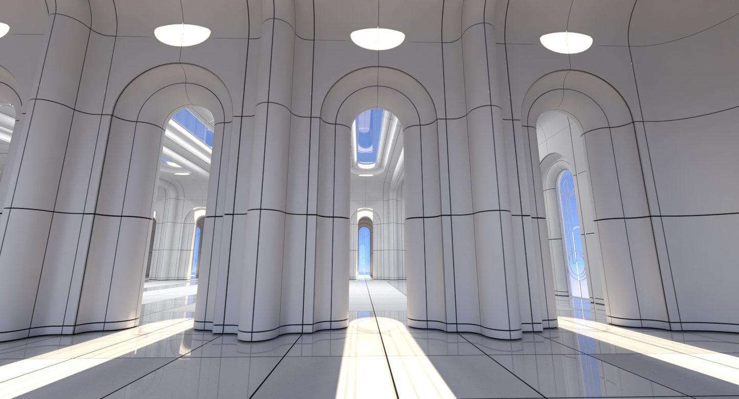 Classic Futuristic Interior Scene 3D model