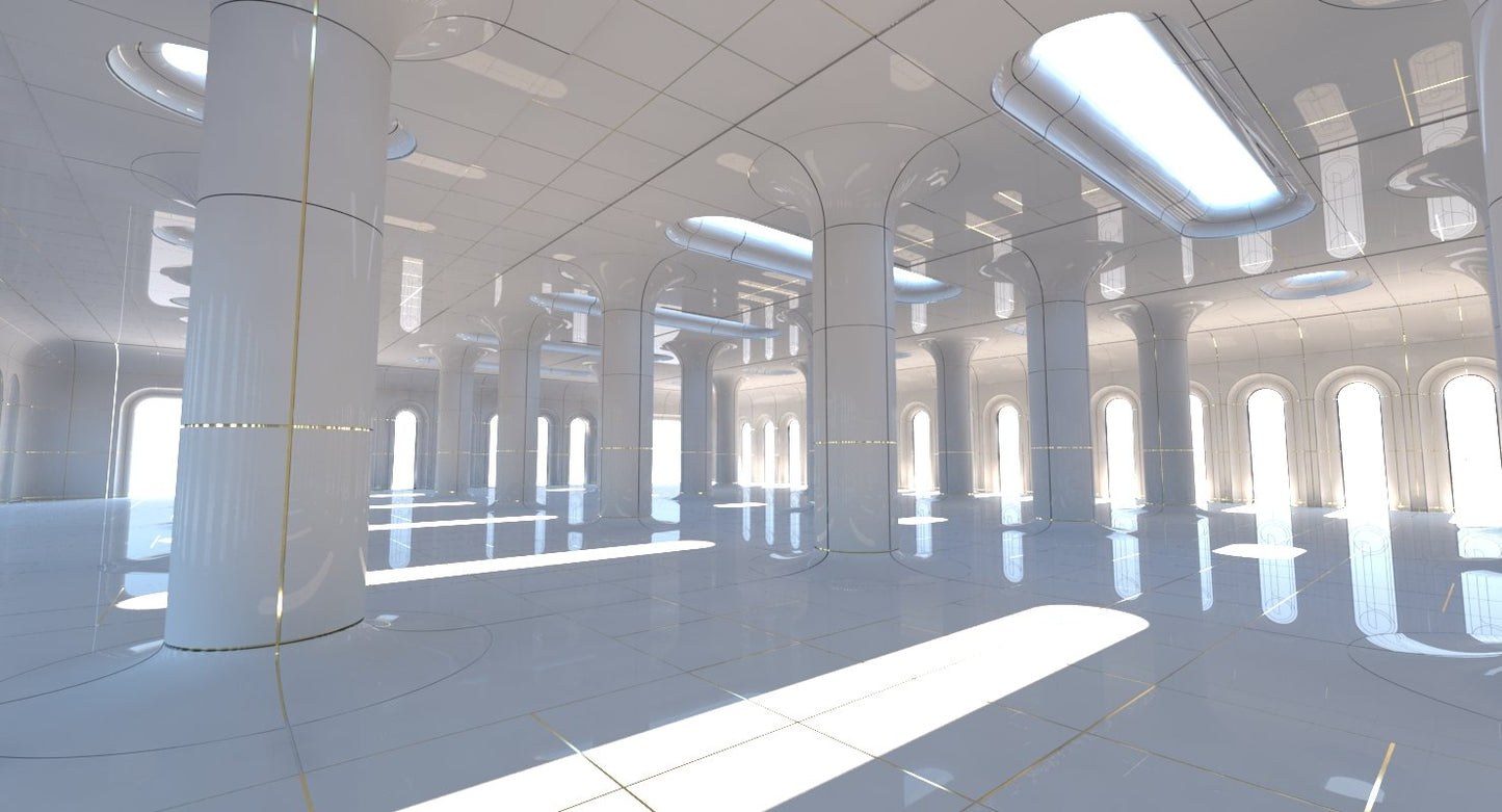 Classic Futuristic Interior Scene 2 3D Model