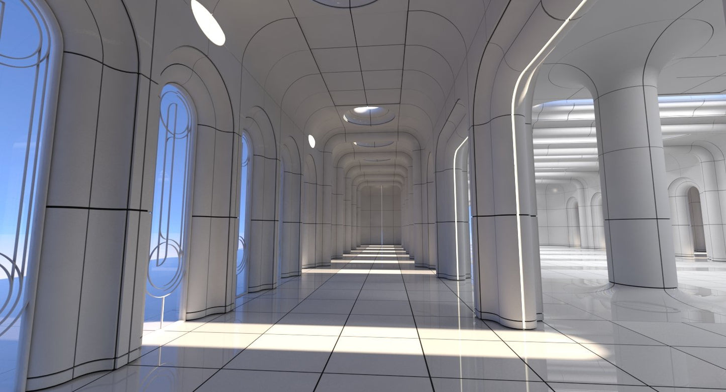 Classic Futuristic Interior Scene 3D model
