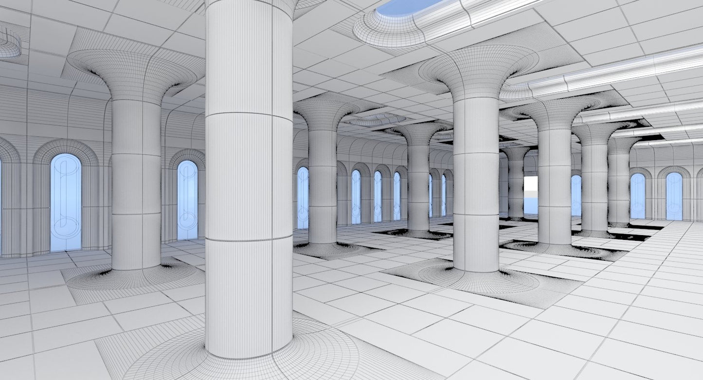 Classic Futuristic Interior Scene 2 3D Model