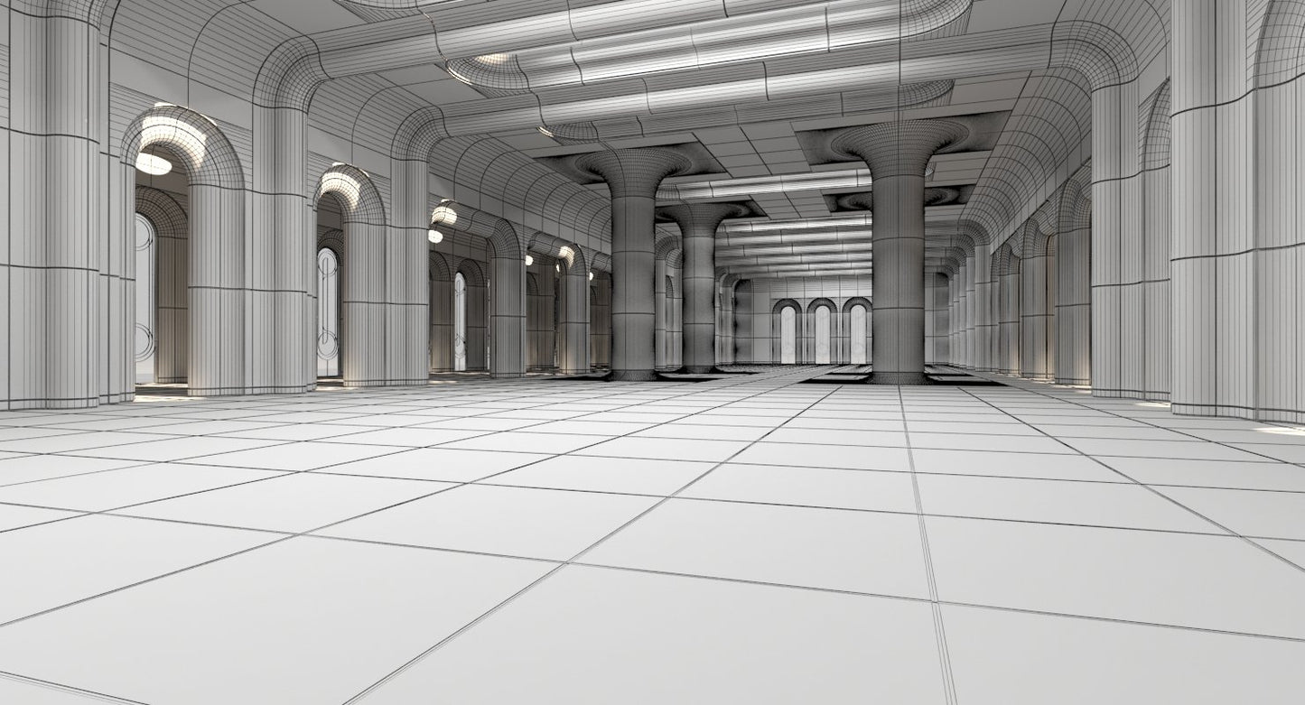Classic Futuristic Interior Scene 3D model
