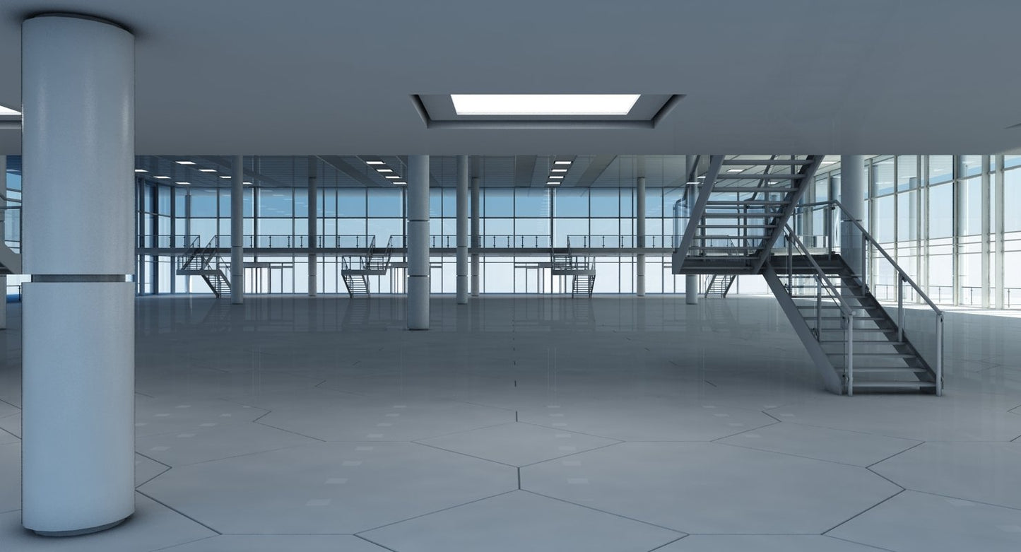 Modern Glass Building Interior And Exterior