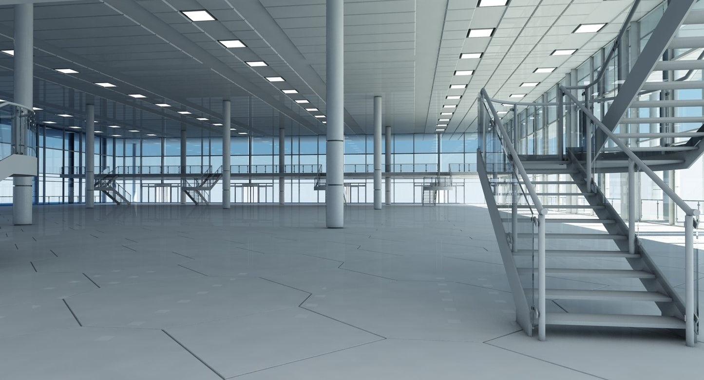 Modern Glass Building Interior And Exterior