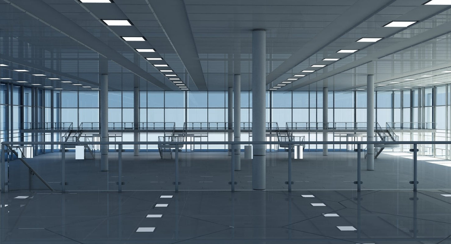 Modern Glass Building Interior And Exterior