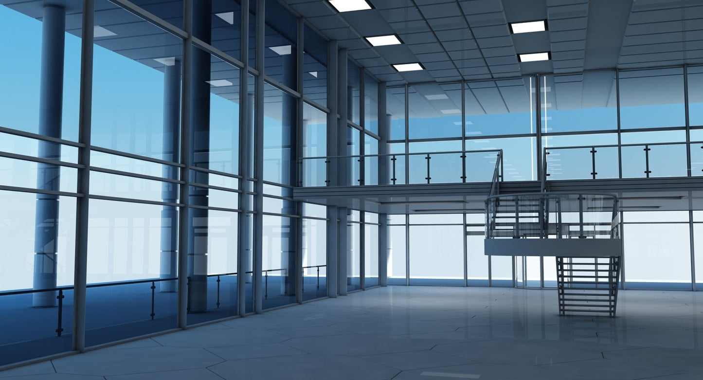 Modern Glass Building Interior And Exterior