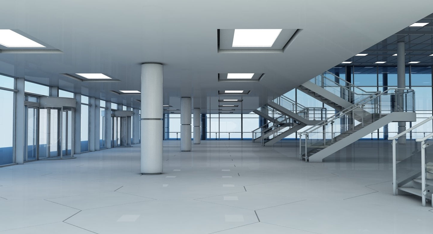 Modern Glass Building Interior And Exterior