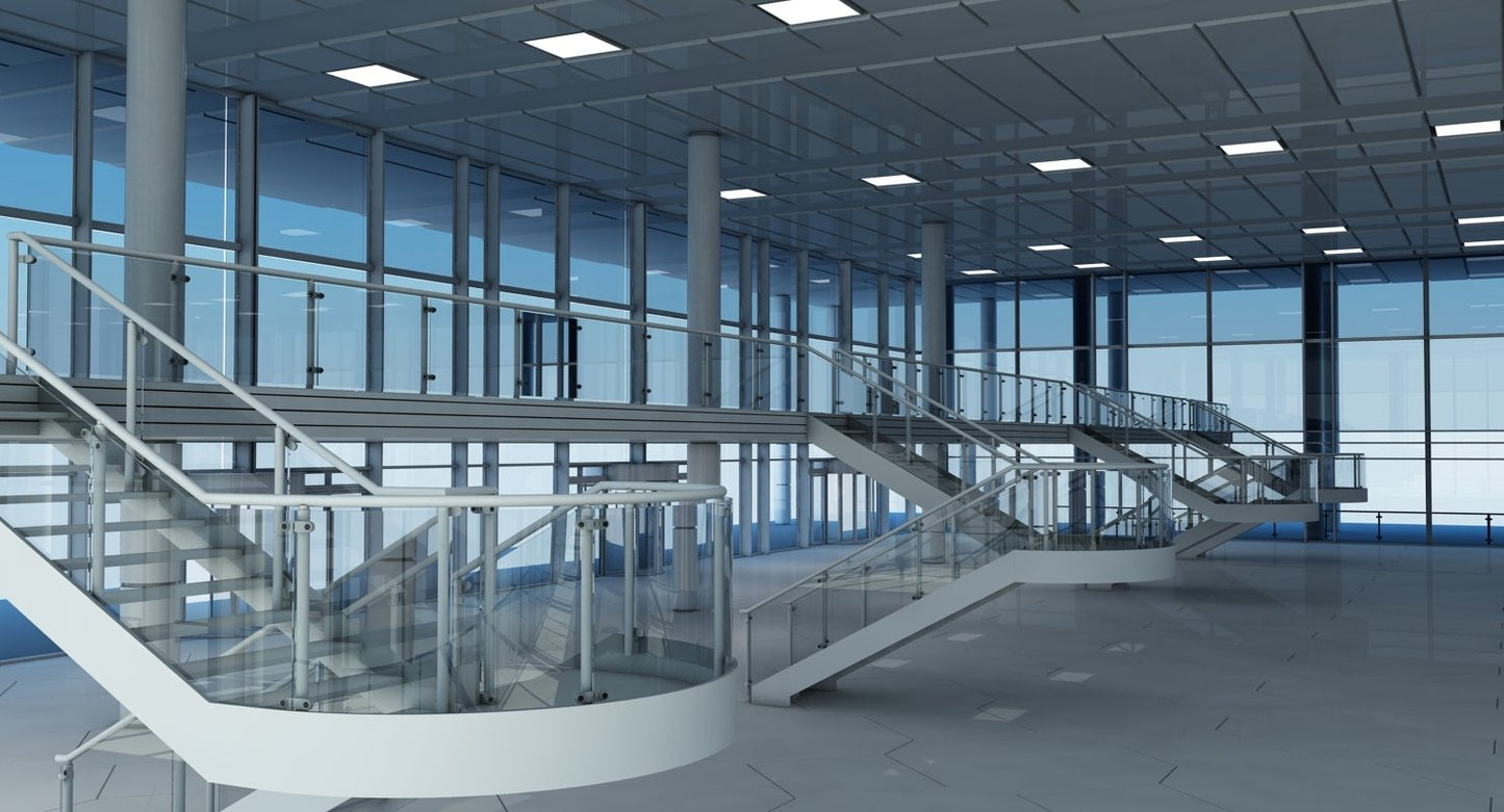 Modern Glass Building Interior And Exterior