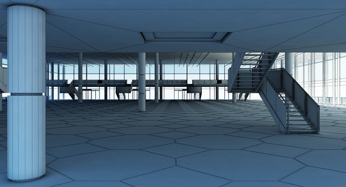Modern Glass Building Interior And Exterior
