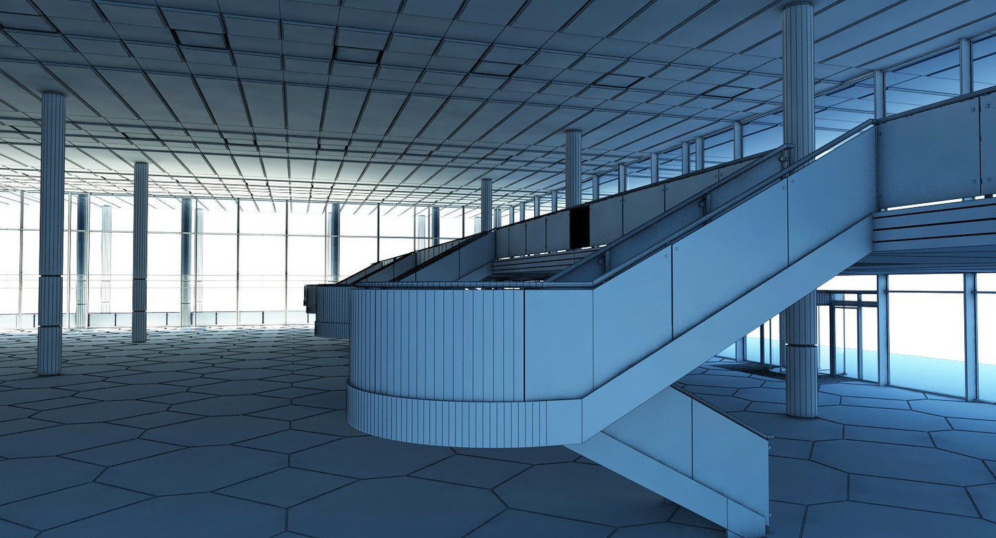 Modern Glass Building Interior And Exterior