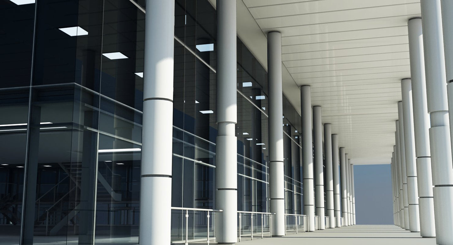 Modern Glass Building Interior And Exterior