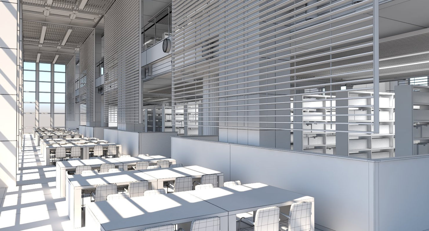 Library Interior 3d Scene