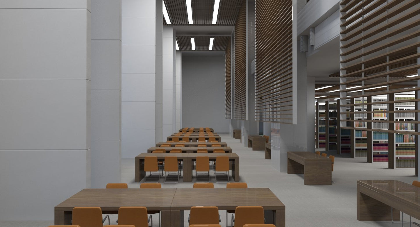Library Interior 3d Scene