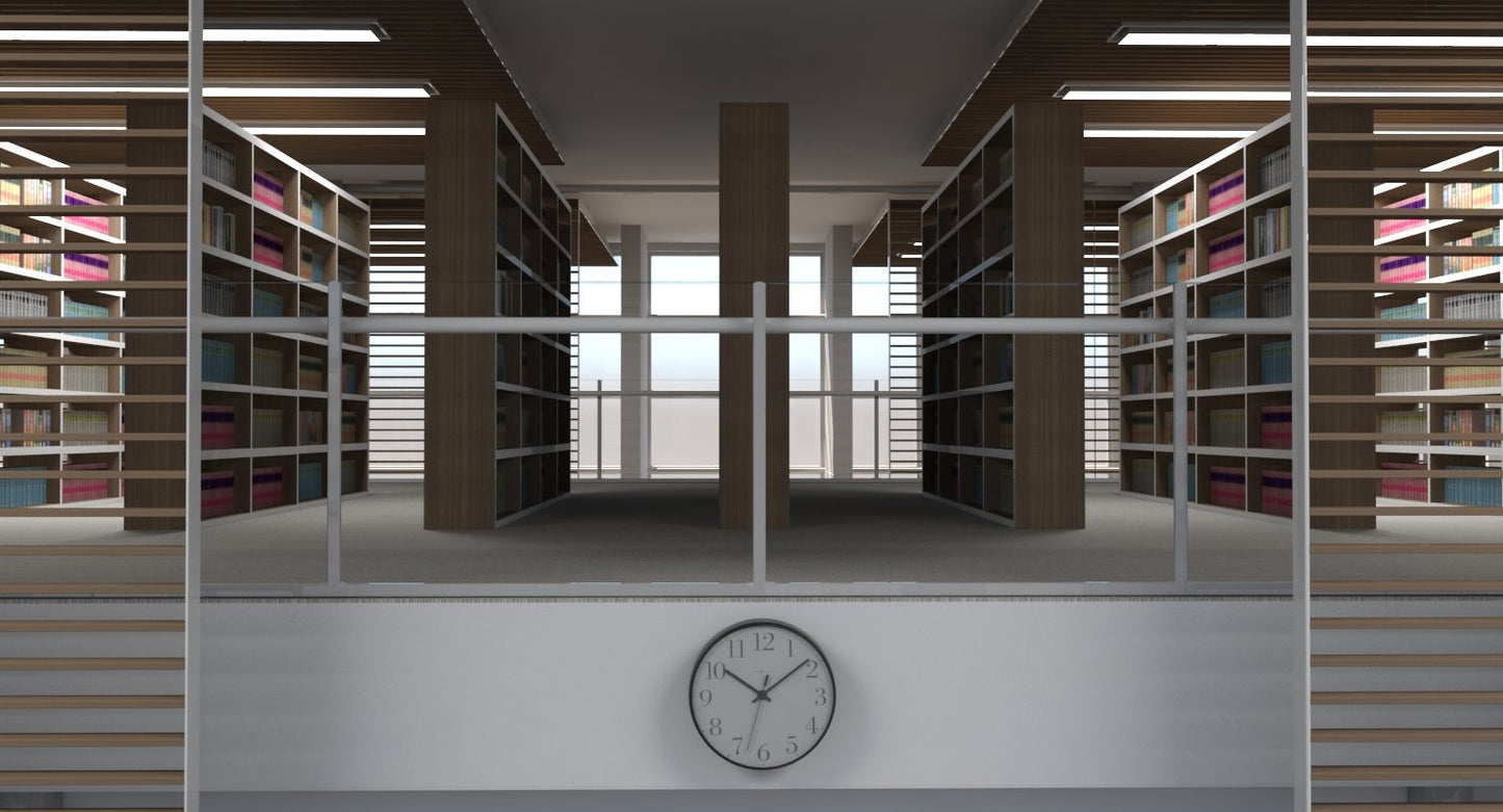 Library Interior 3d Scene