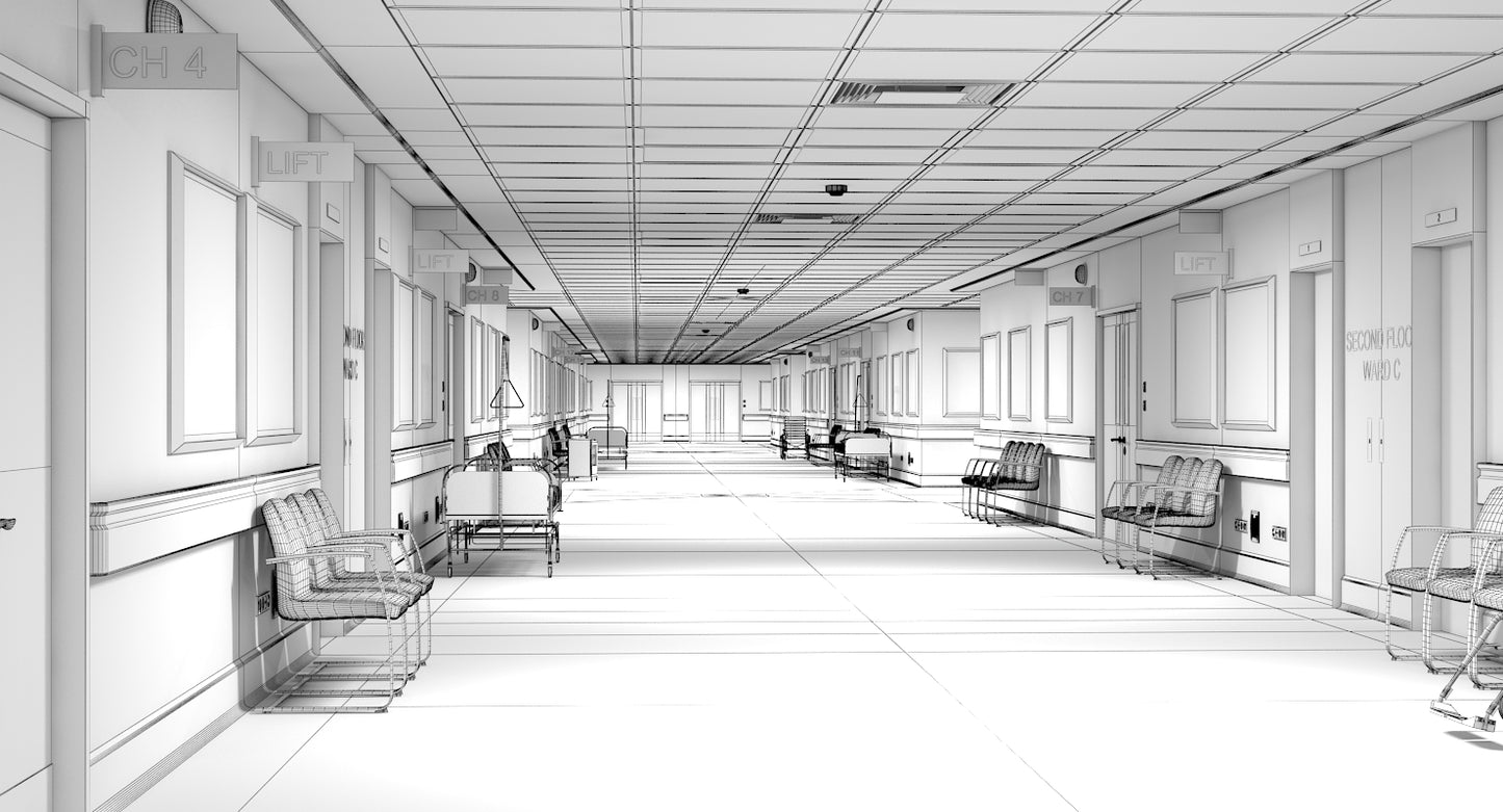 3D model Hospital Hallway 1 Modular