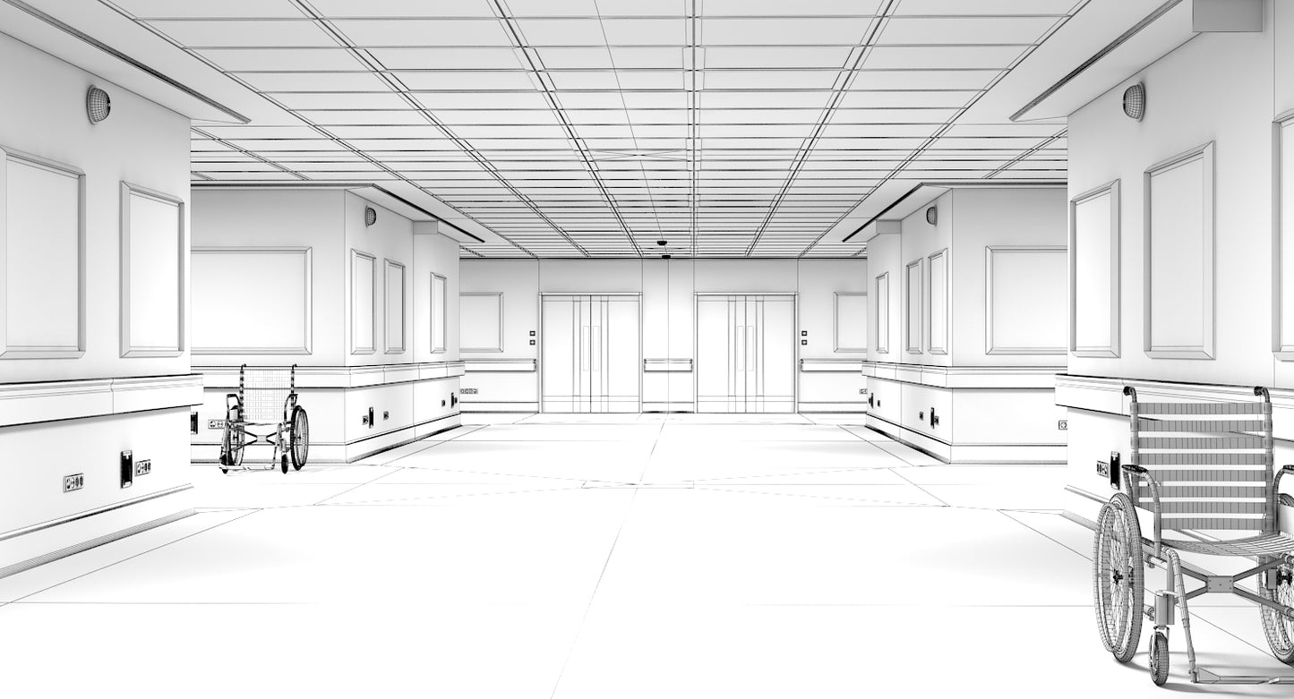 3D model Hospital Hallway 1 Modular