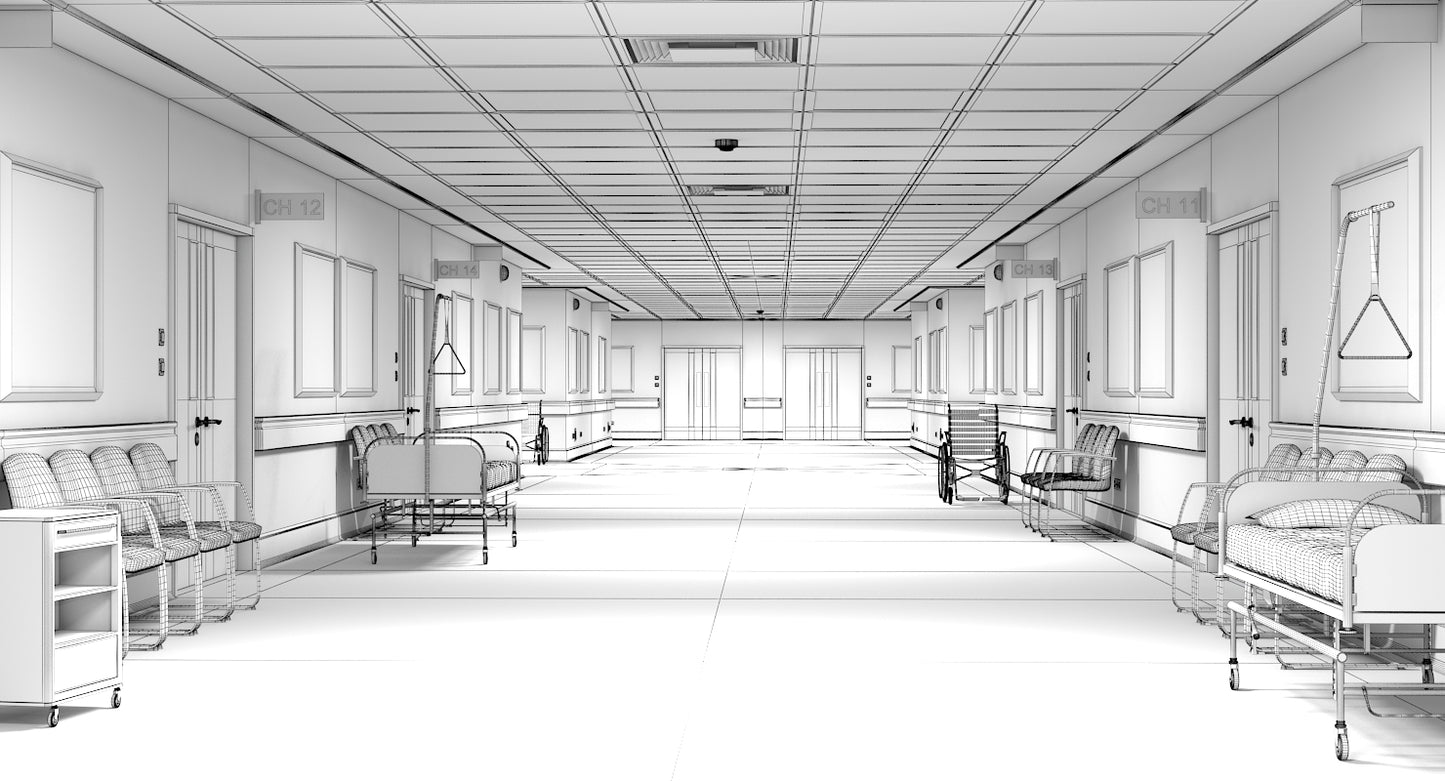 3D model Hospital Hallway 1 Modular