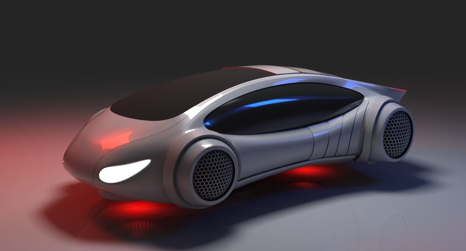 Futuristic Car HD  3D Model - WireCASE