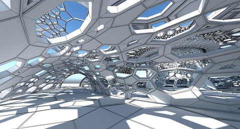 3D Futuristic Architectural Dome Interior  2 - WireCASE