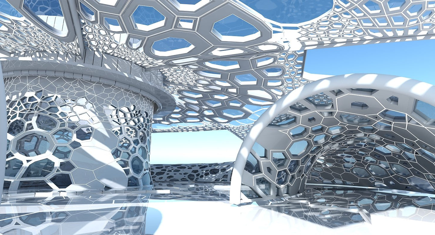 3D Futuristic Architectural Dome Interior  2 - WireCASE