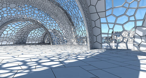 3D Futuristic Architectural Dome Interior  3 - WireCASE