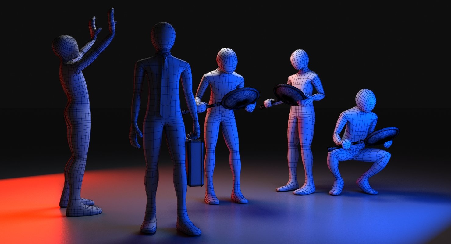3D Men Posed - WireCASE