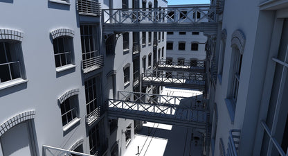 3D Building Alleyway Textured